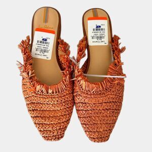 Sam Edelman REETA Raffia Slip-On Mules Brown Orange Size 6 NWOB